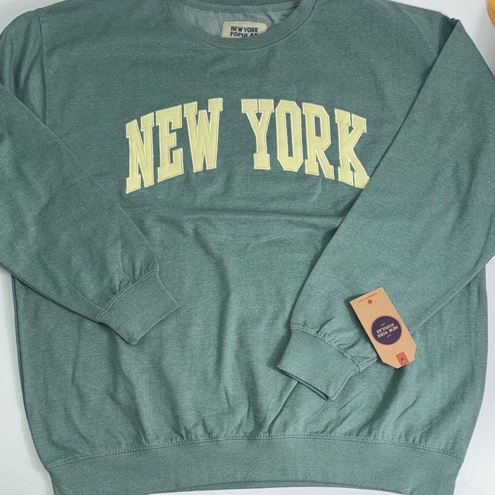 New York Green Crewneck Sweatshirt by New York Popular - Picture 3 of 7